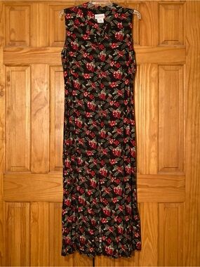 NWOT Basic Editions Vintage 80s 90s Sleeveless Collared Maxi Dress Black L Large
